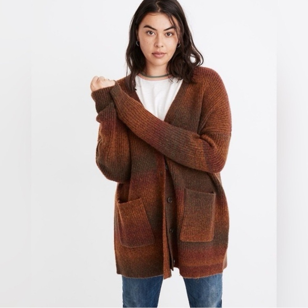 Madewell Brown Multi Ribbed Button-Front Cardigan - image 1